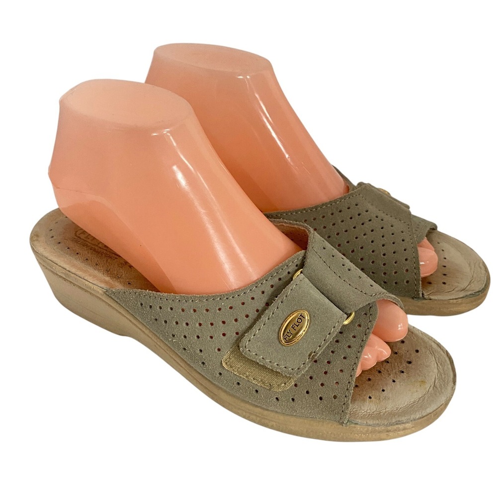 Anatomic Fly Flot Sandals Womens 38 Wedge Slides Tan‎ Leather Casual Shoes